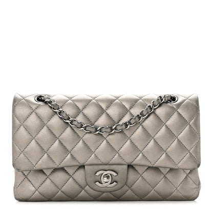 Chanel Metallic Calfskin Quilted Medium Double Flap Ruthenium 1 of 16