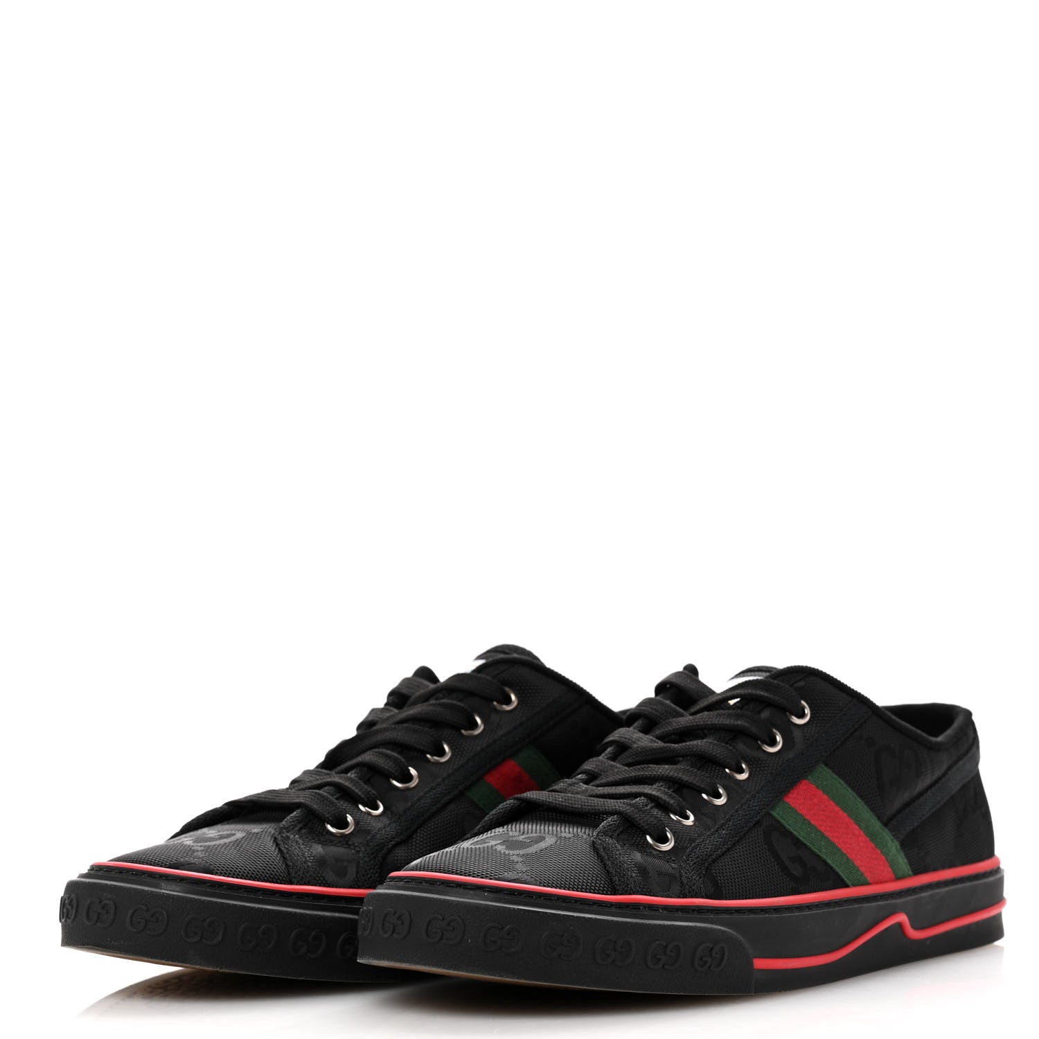 Gucci Econyl Nylon Web Monogram Off The Grid Mens 1977 Tennis Sneakers 8 Black 4 of 8