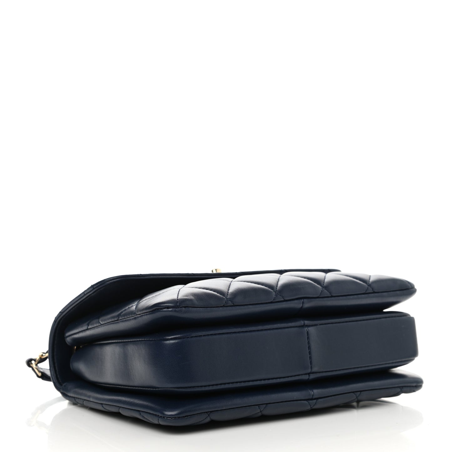 Lambskin Quilted Small Trendy CC Flap Dual Handle Bag Navy