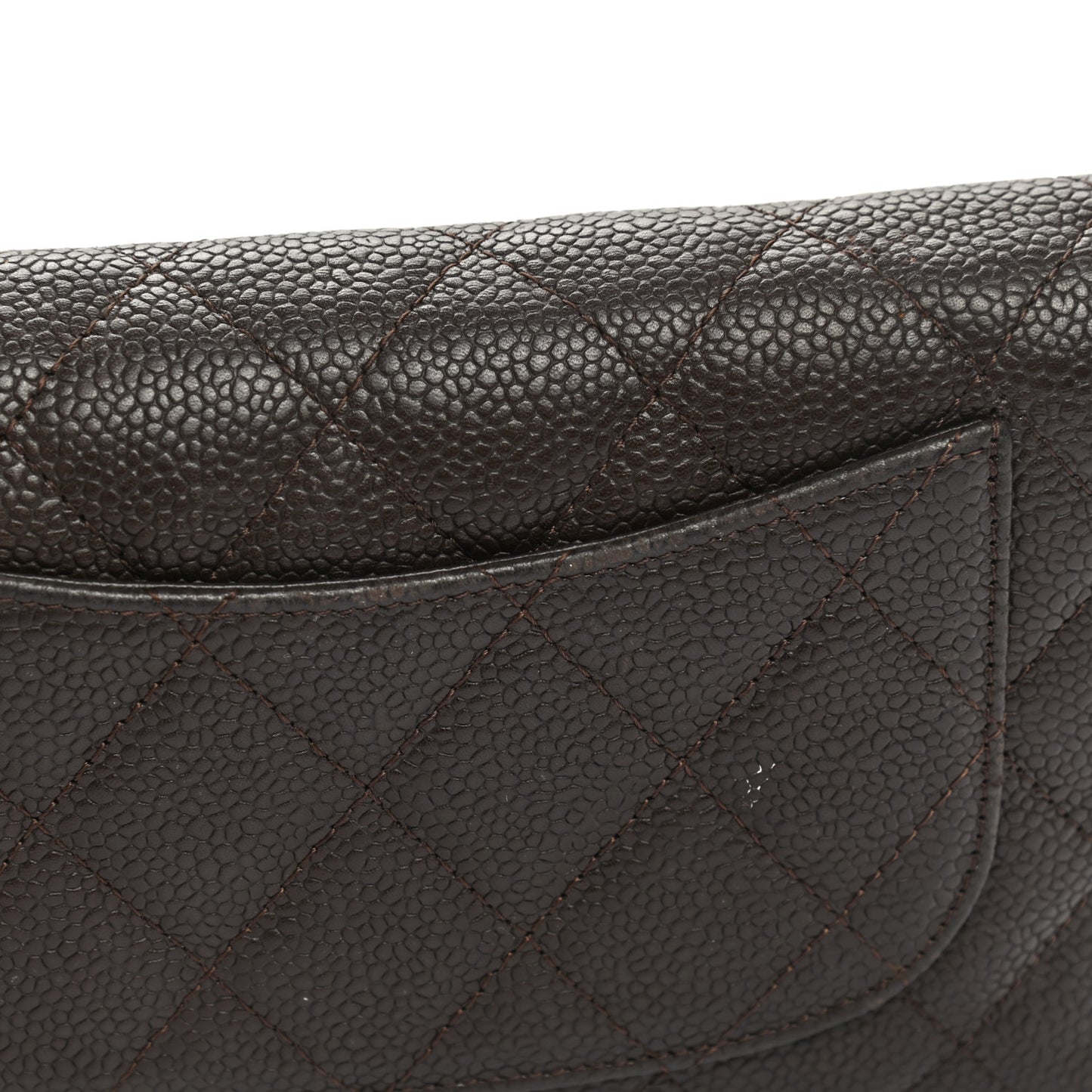 Caviar Quilted Large Flap Wallet Dark Brown
