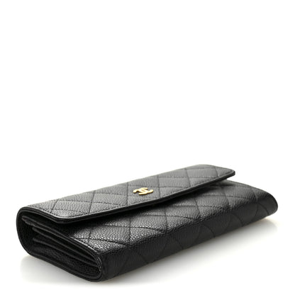 Chanel Caviar Quilted Large Gusset Flap Wallet Black 4 of 11