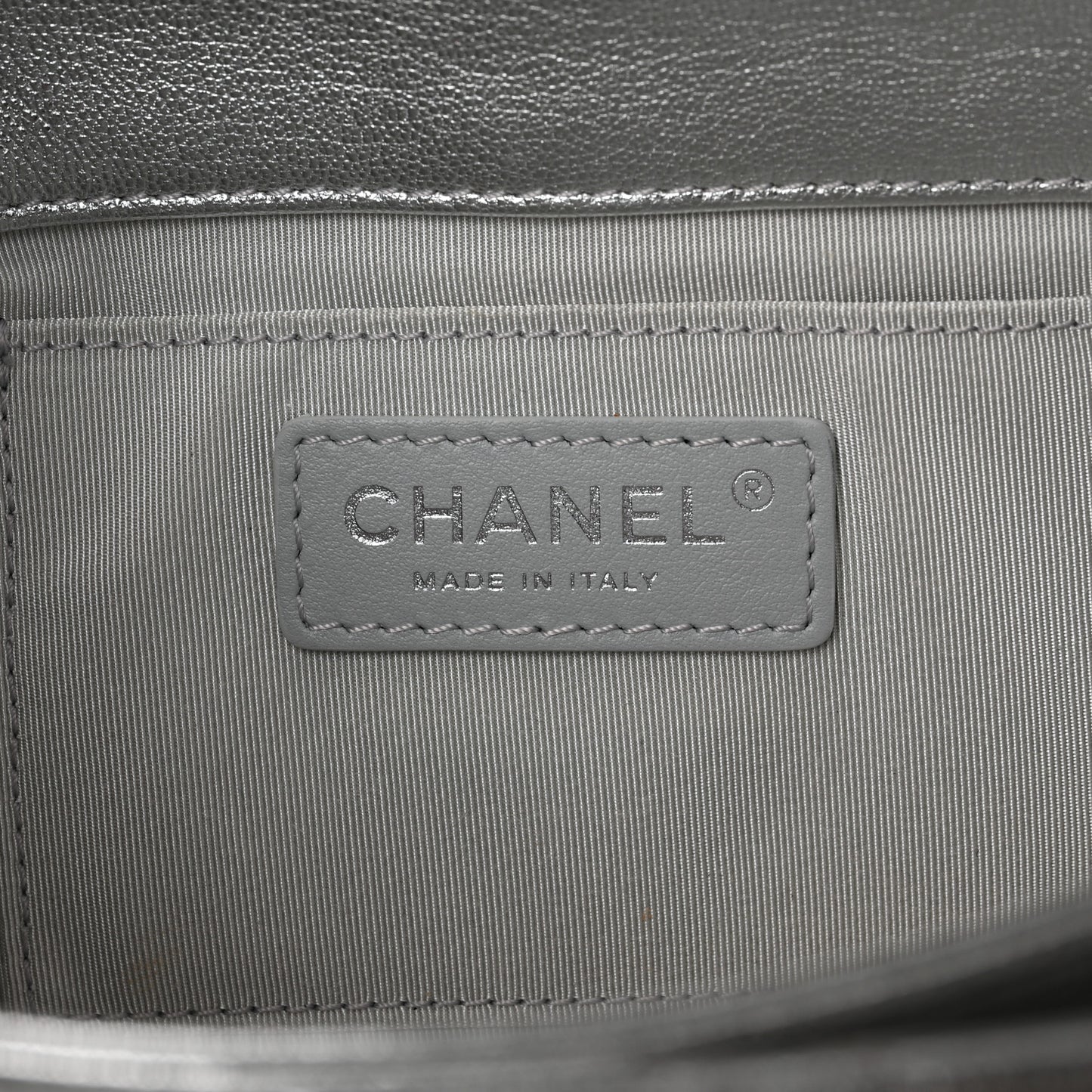 Metallic Calfskin Quilted Fold Up Again Clutch Silver