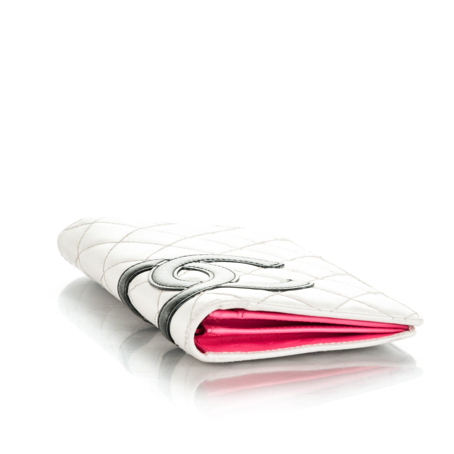Chanel Calfskin Quilted Cambon Yen Wallet White Black 4 of 7