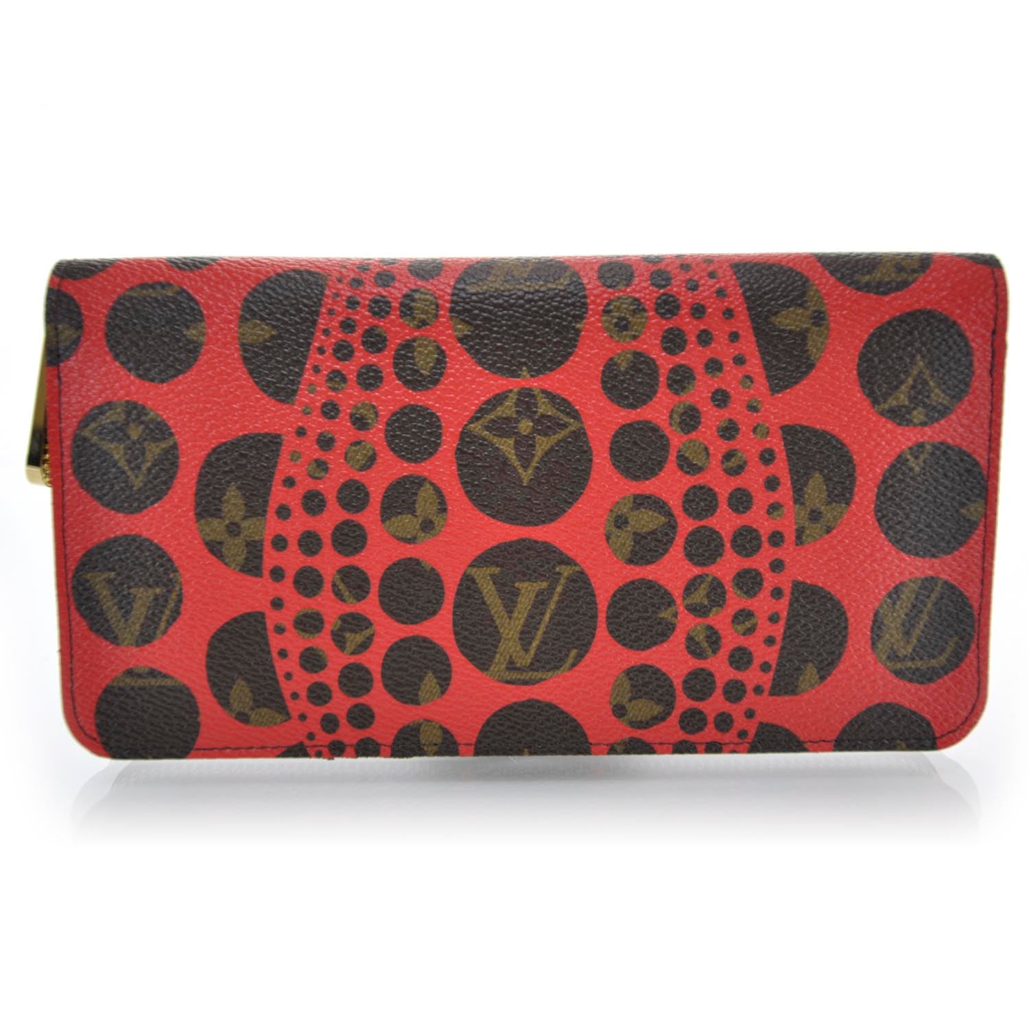 Louis Vuitton Monogram Kusama Pumpkin Dots Zippy Wallet Red 1 of 7