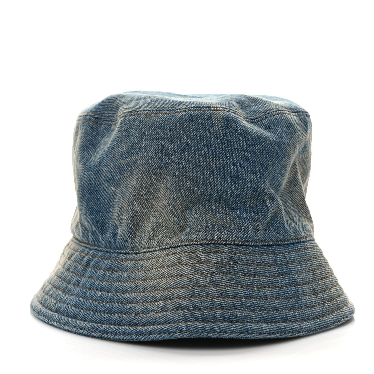 Prada Used Denim Metal Triangle Logo Mens Bucket Hat XXL Light Blue 4 of 8
