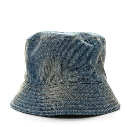 Prada Used Denim Metal Triangle Logo Mens Bucket Hat XXL Light Blue 4 of 8