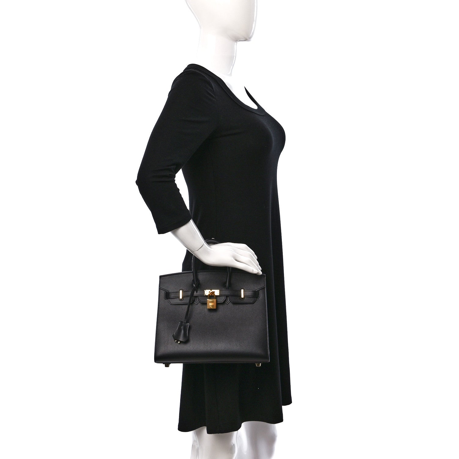 Hermes Madame Calfskin Birkin Sellier 25 Black 2 of 13