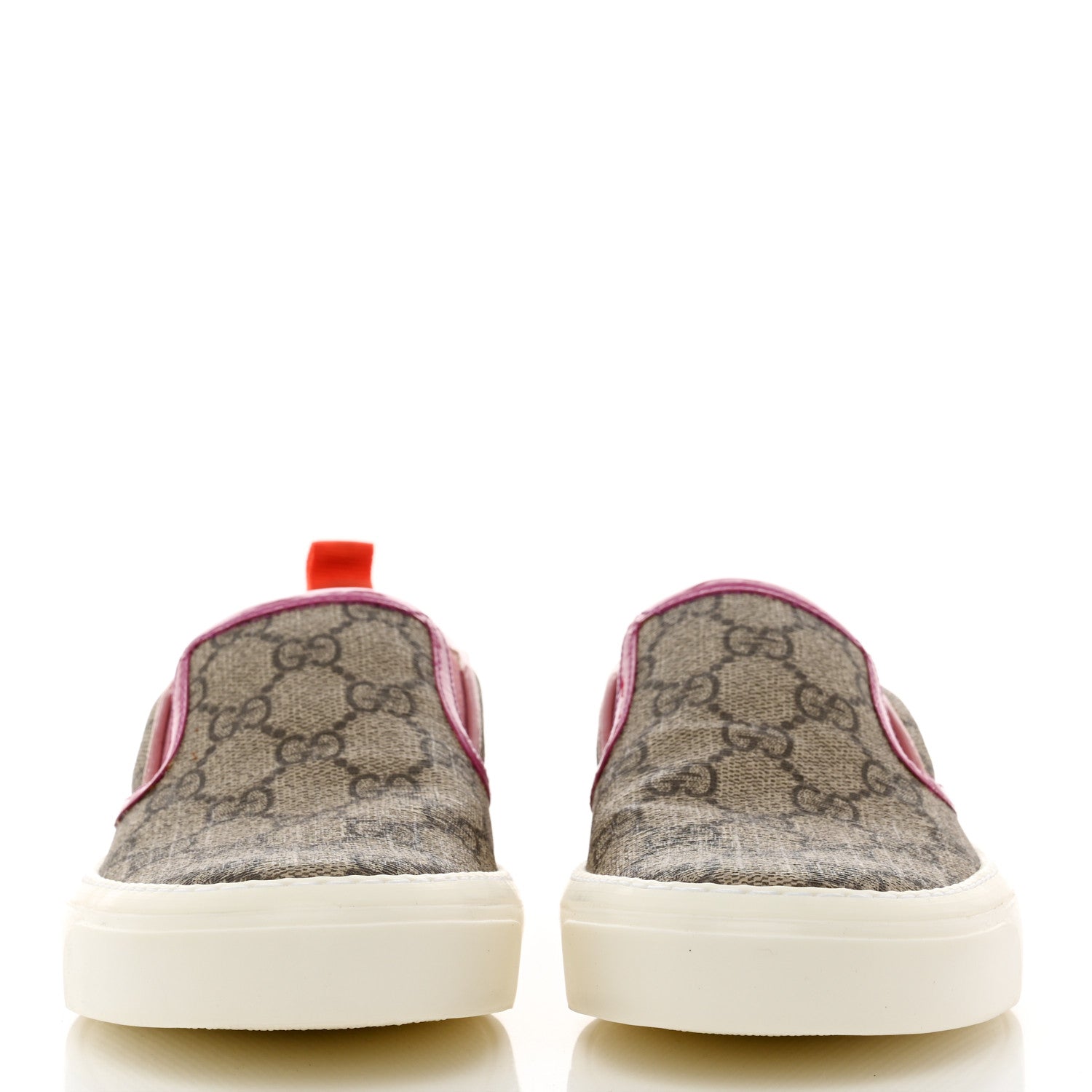 Gucci GG Supreme Monogram Womens Slip On Sneakers 35.5 Beige Ebony New Rosette Carmine Rose Sun Orange 2 of 9
