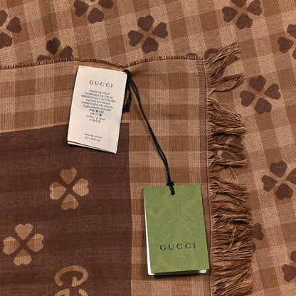 Gucci Cotton Woven Long Lucky Fringe Scarf Camel Light Brown 4 of 5