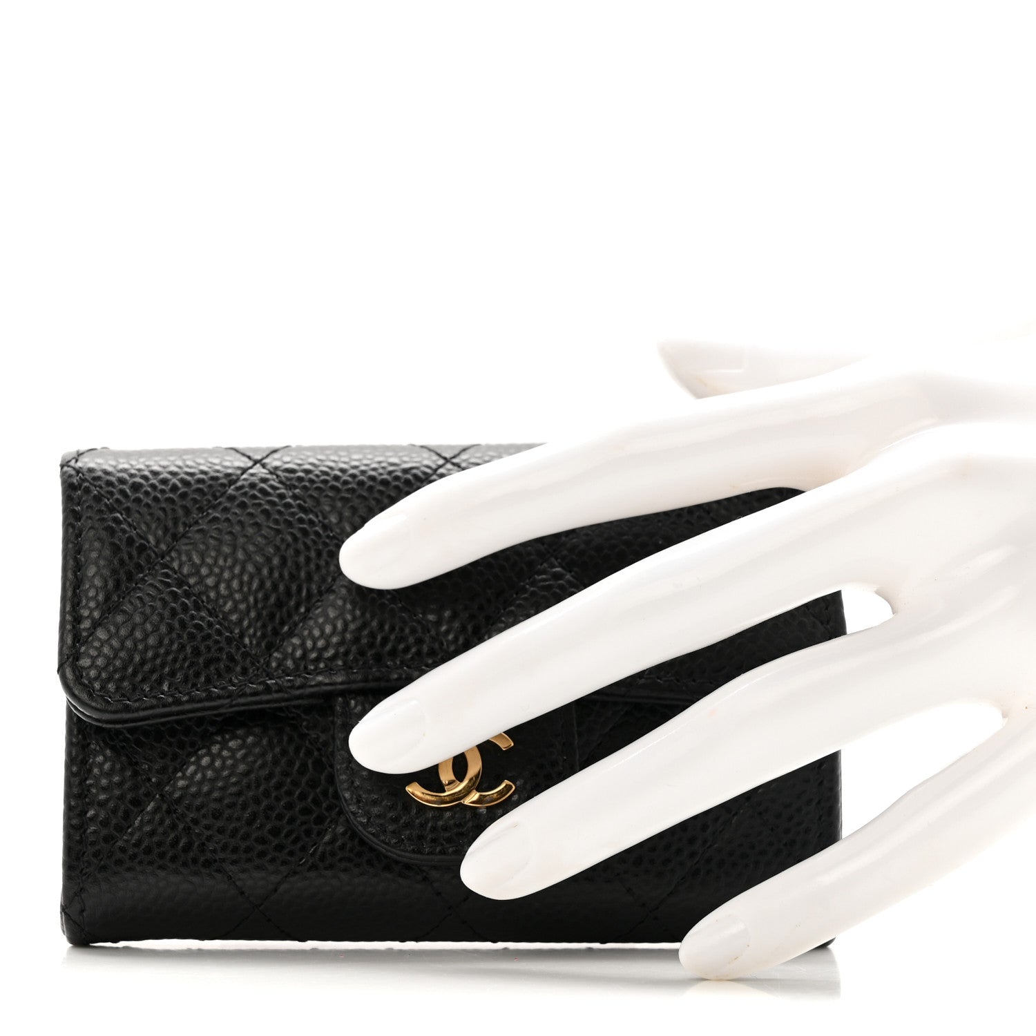 Chanel Caviar Quilted Flap Card Holder Wallet Black 2 of 9