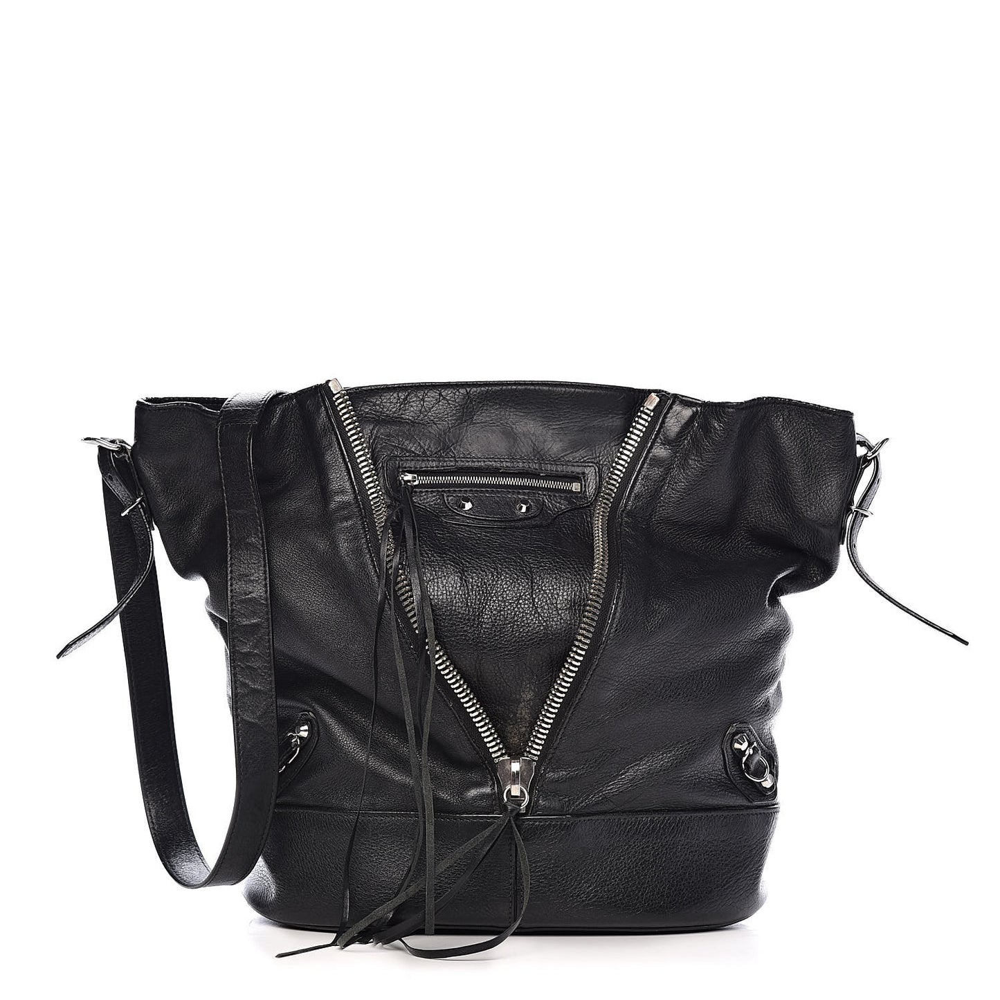 Veau Papier Classic Hardware Drop Bucket Bag Black