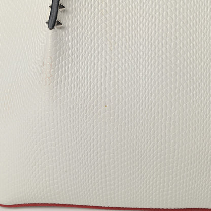 Christian Louboutin Calfskin Lizard Embossed Spikes East West Cabata Tote White 5 of 8