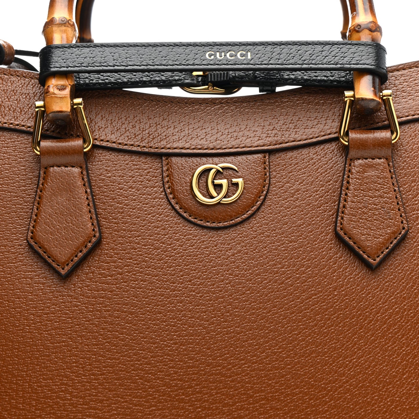 Textured Dollar Calfskin Large Diana Tote Bag Cuir Black
