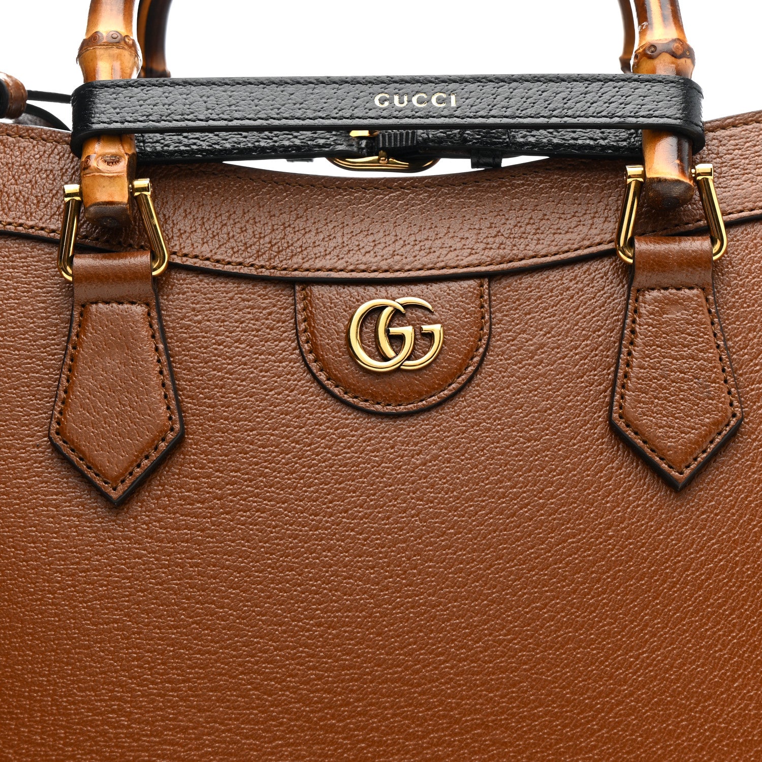 Gucci Textured Dollar Calfskin Large Diana Tote Bag Cuir Black 9 of 20