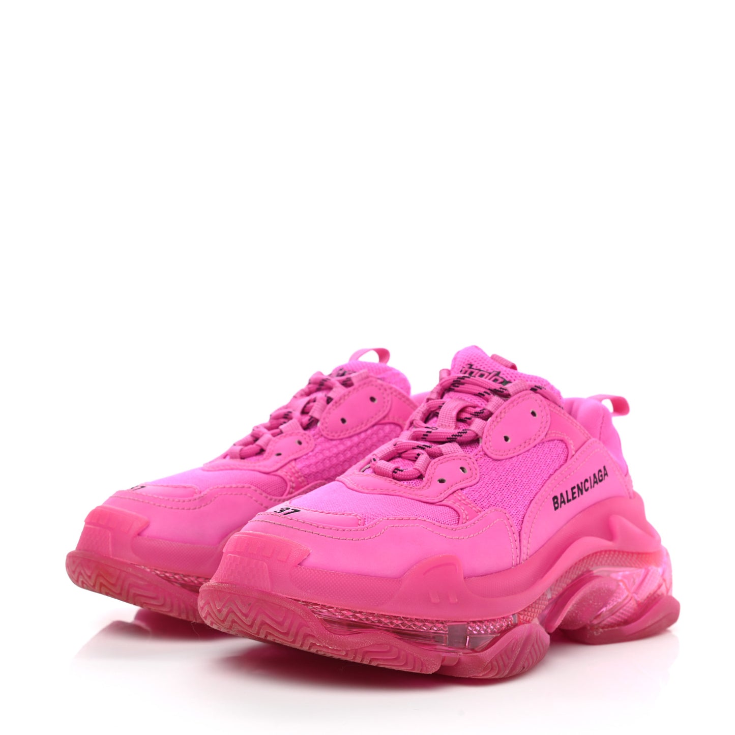Fabric Mesh Clear Sole Fluo Womens Triple S Sneakers 37 Pink