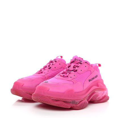 Balenciaga Fabric Mesh Clear Sole Fluo Womens Triple S Sneakers 37 Pink 3 of 9