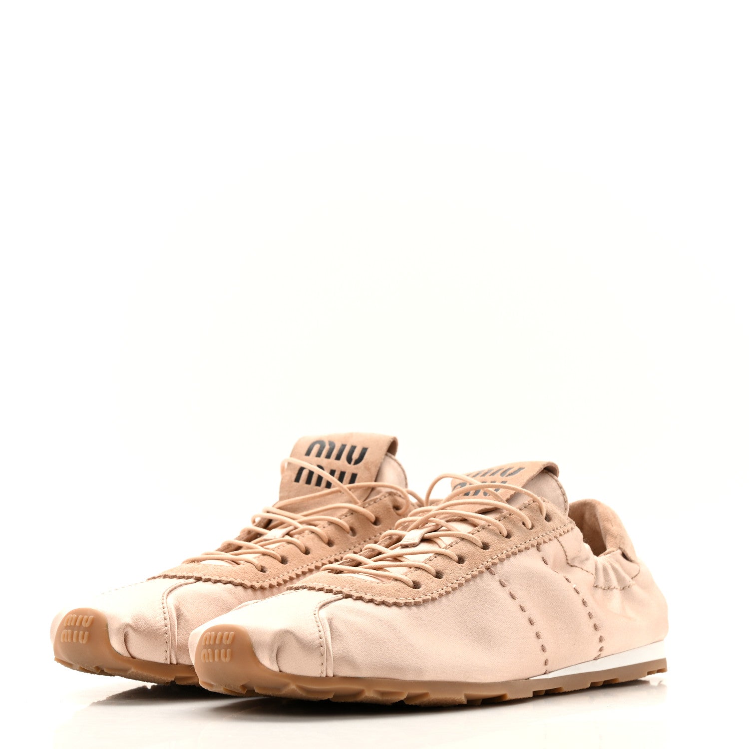 Miu Miu Satin Womens Plume Sneakers 37 Cipria 4 of 11