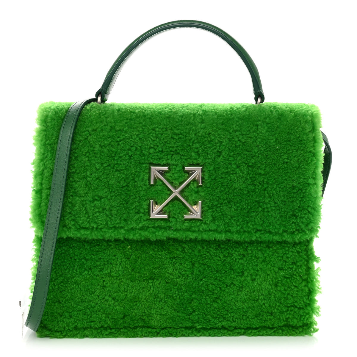 Off-White Shearling Calfskin Jitney 2.8 Bag Green 1 of 14