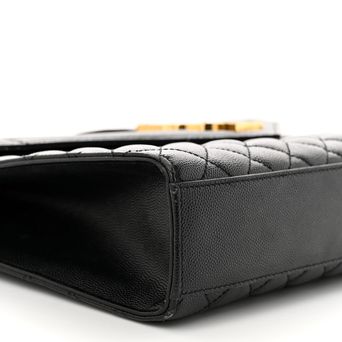 Grain De Poudre Textured Mixed Matelasse Large Triquilt Monogram Satchel Black