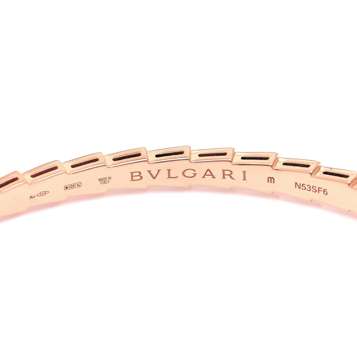 18K Rose Gold Diamond Serpenti Viper Bangle Bracelet M