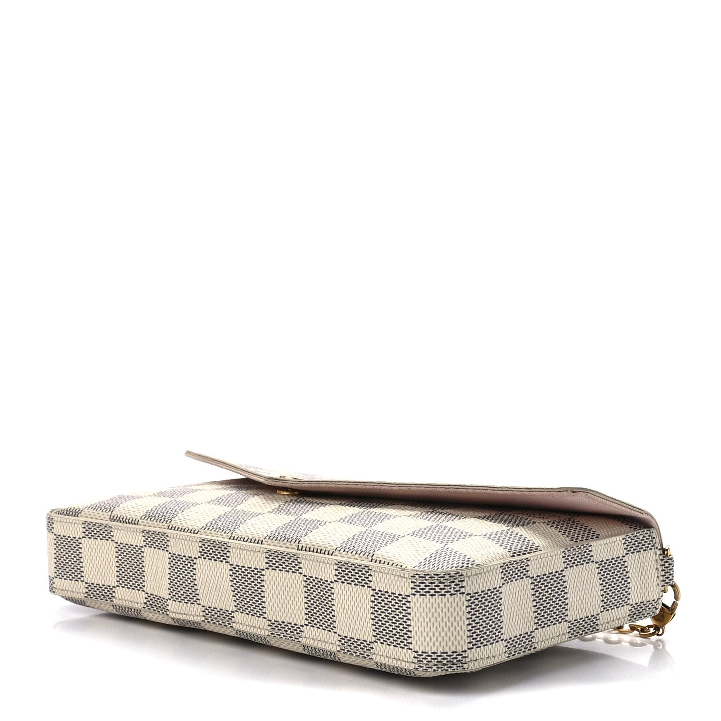 Damier Azur Pochette Felicie Chain Wallet Rose Ballerine