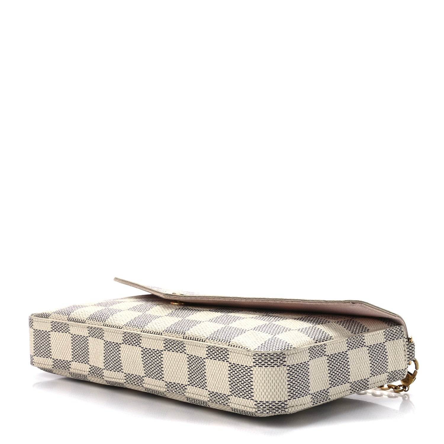 Louis Vuitton Damier Azur Pochette Felicie Chain Wallet Rose Ballerine 14 of 17