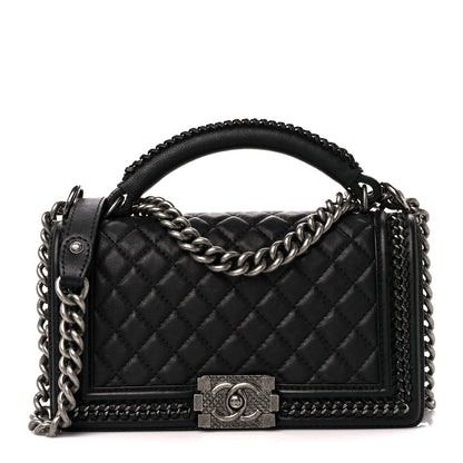 Chanel Goatskin Quilted Medium Boy Handle Flap Black 1 of 11