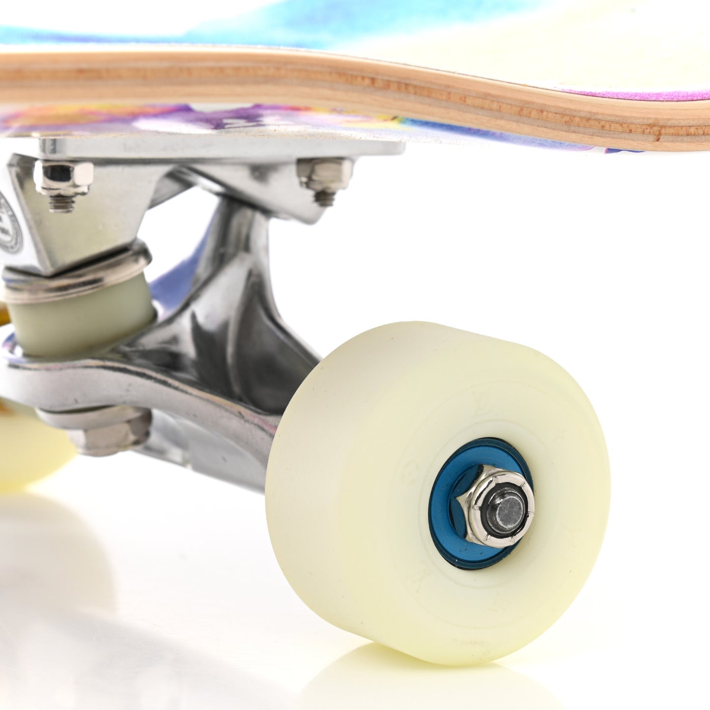 Monogram Watercolor Wood Skateboard Multicolor