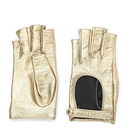 Gucci Metallic Nappa Donna Fingerless Gloves 8 Gold 1 of 5