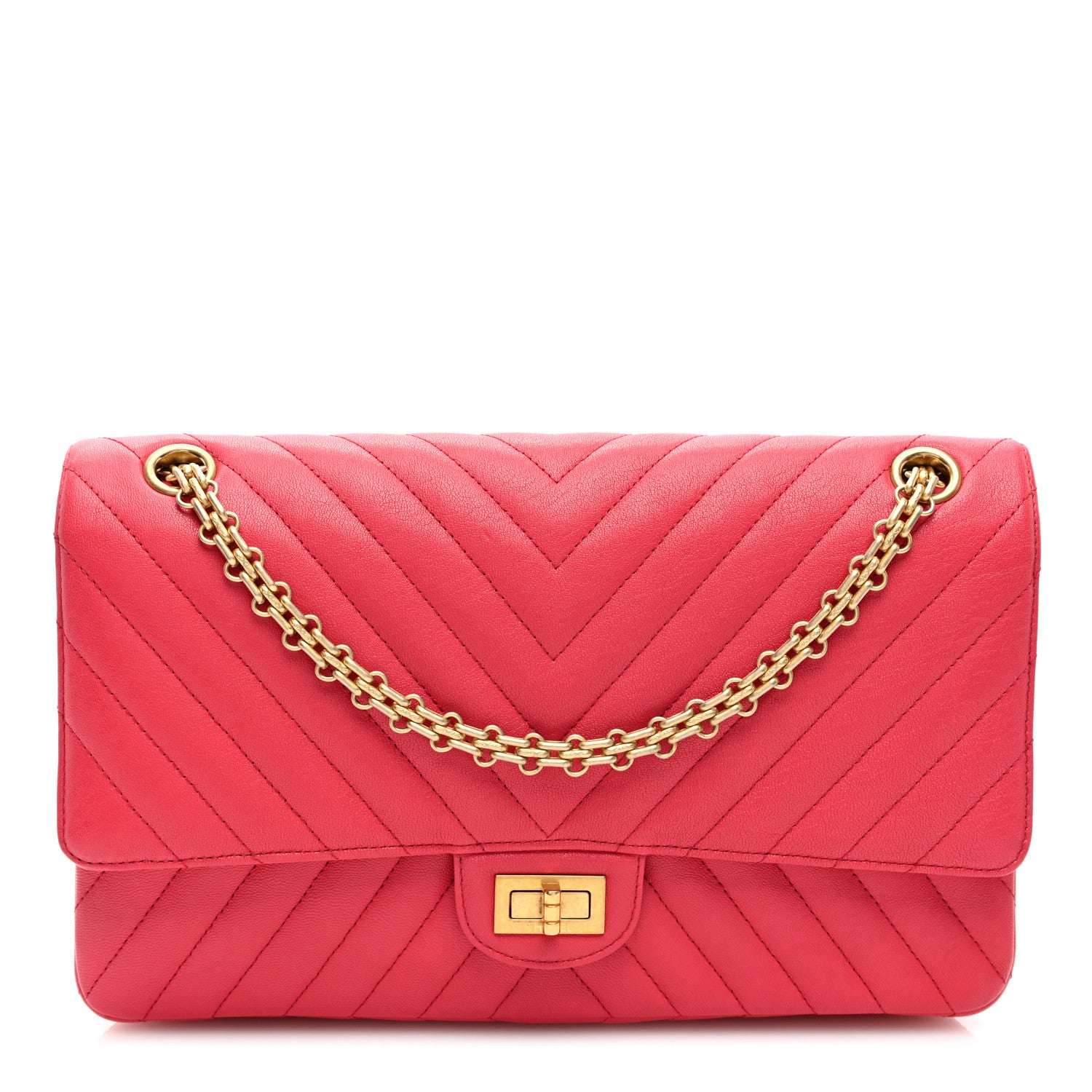 Chanel Sheepskin Chevron Quilted 2.55 Reissue 225 Flap Dark Pink 1 of 10