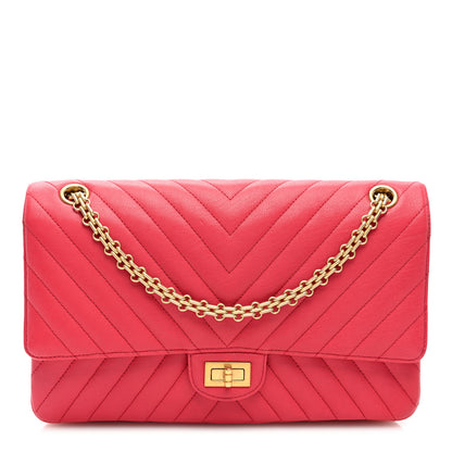 Chanel Sheepskin Chevron Quilted 2.55 Reissue 225 Flap Dark Pink 1 of 10