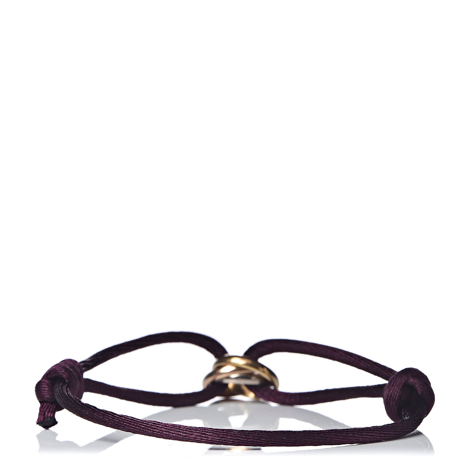 Cartier 18K Pink Yellow White Gold Trinity Adjustable Cord Bracelet Purple 3 of 6