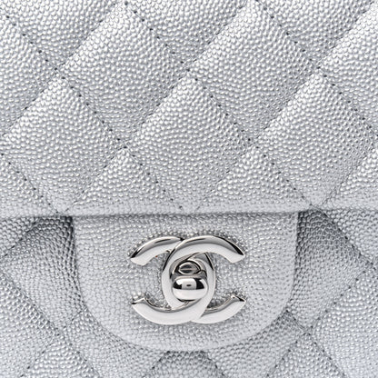 Chanel Metallic Caviar Quilted Mini Top Handle Rectangular Flap Silver 11 of 12
