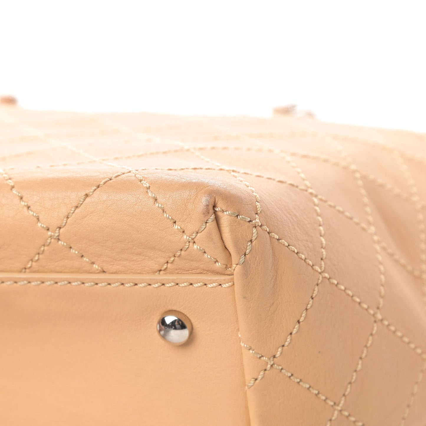 Calfskin Stitched Medium Shopping Tote Beige