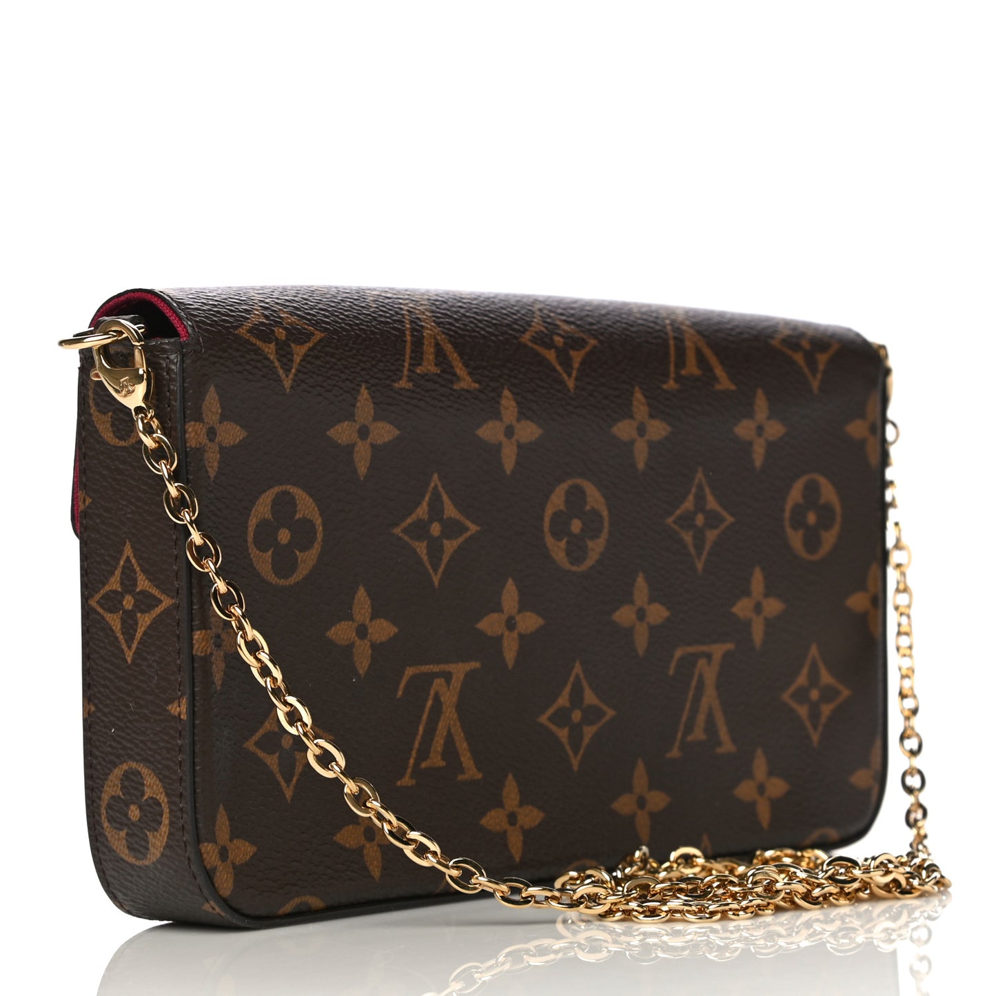 Monogram Pochette Felicie Chain Wallet Fuchsia