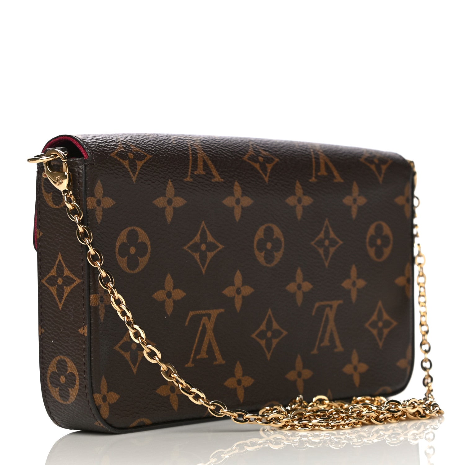 Louis Vuitton Monogram Pochette Felicie Chain Wallet Fuchsia 4 of 14