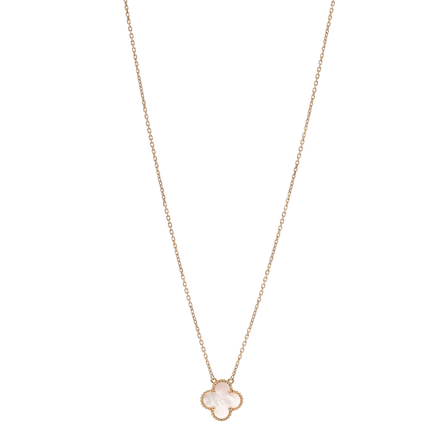 18K Yellow Gold Mother of Pearl Vintage Alhambra Pendant Necklace