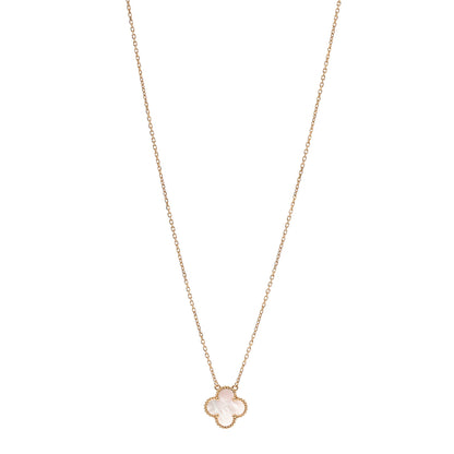 Van Cleef & Arpels 18K Yellow Gold Mother of Pearl Vintage Alhambra Pendant Necklace 1 of 6