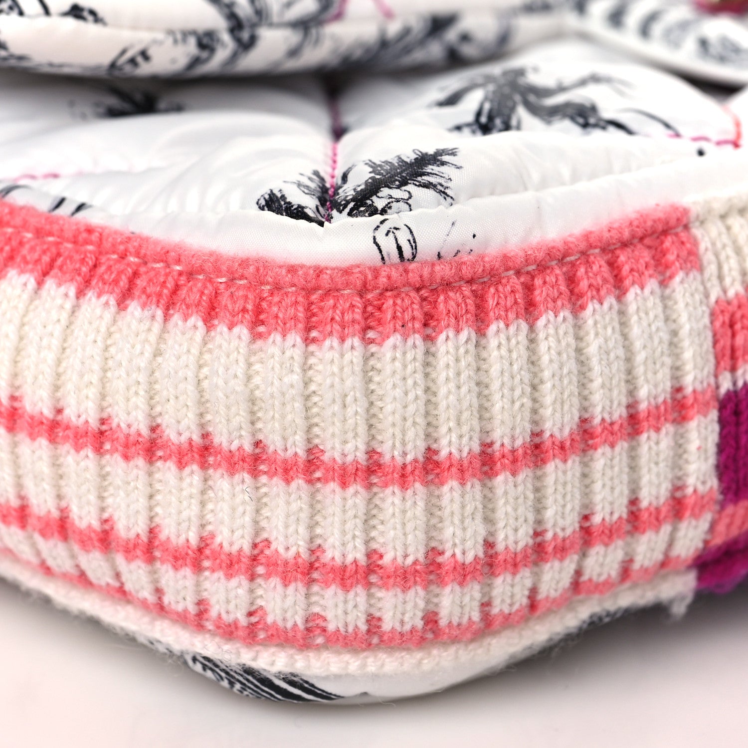 Chanel Nylon Knit Coco Neige Snowflake Small Flap White Pink 8 of 9
