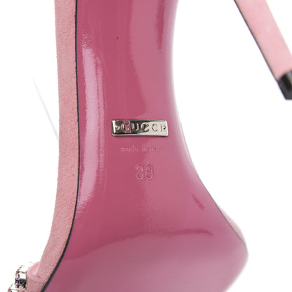 Gucci Kid Scamosciato Crystal Ankle Strap High Heel Sandals 39 Light Rose Light Peonia 7 of 9