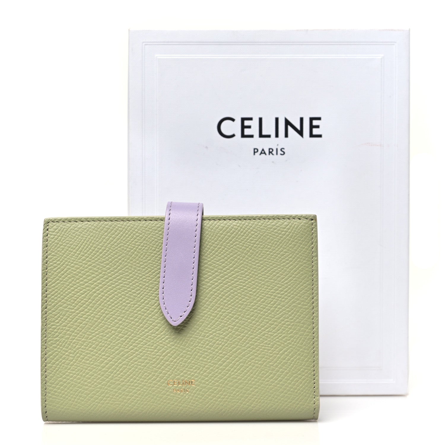 Celine Grained Calfskin Medium Multifunction Strap Wallet Sage