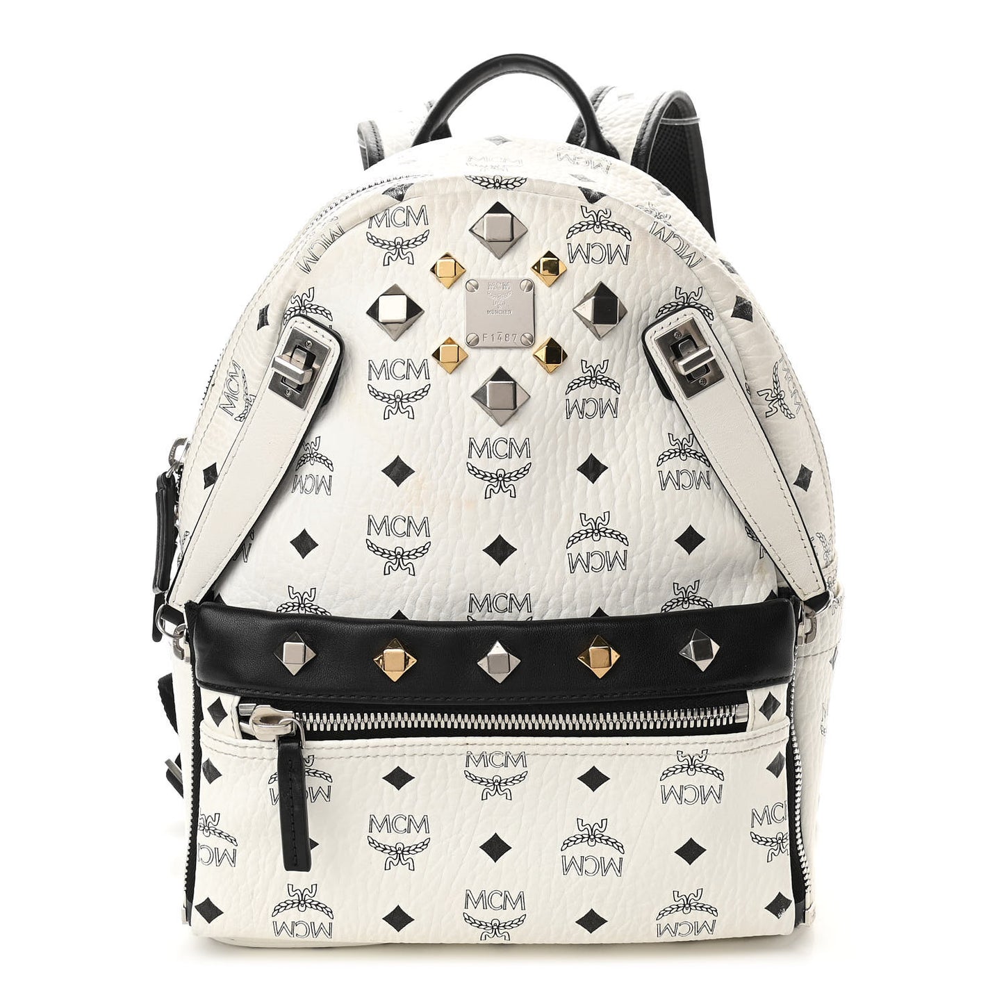 Visetos Studded Small Dual Stark Backpack White
