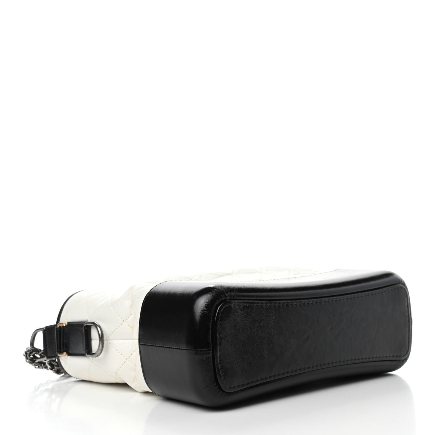 Aged Calfskin Quilted Medium Gabrielle Hobo Black White