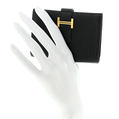Hermes Chevre Mysore Bearn Card Holder Wallet Black 2 of 8