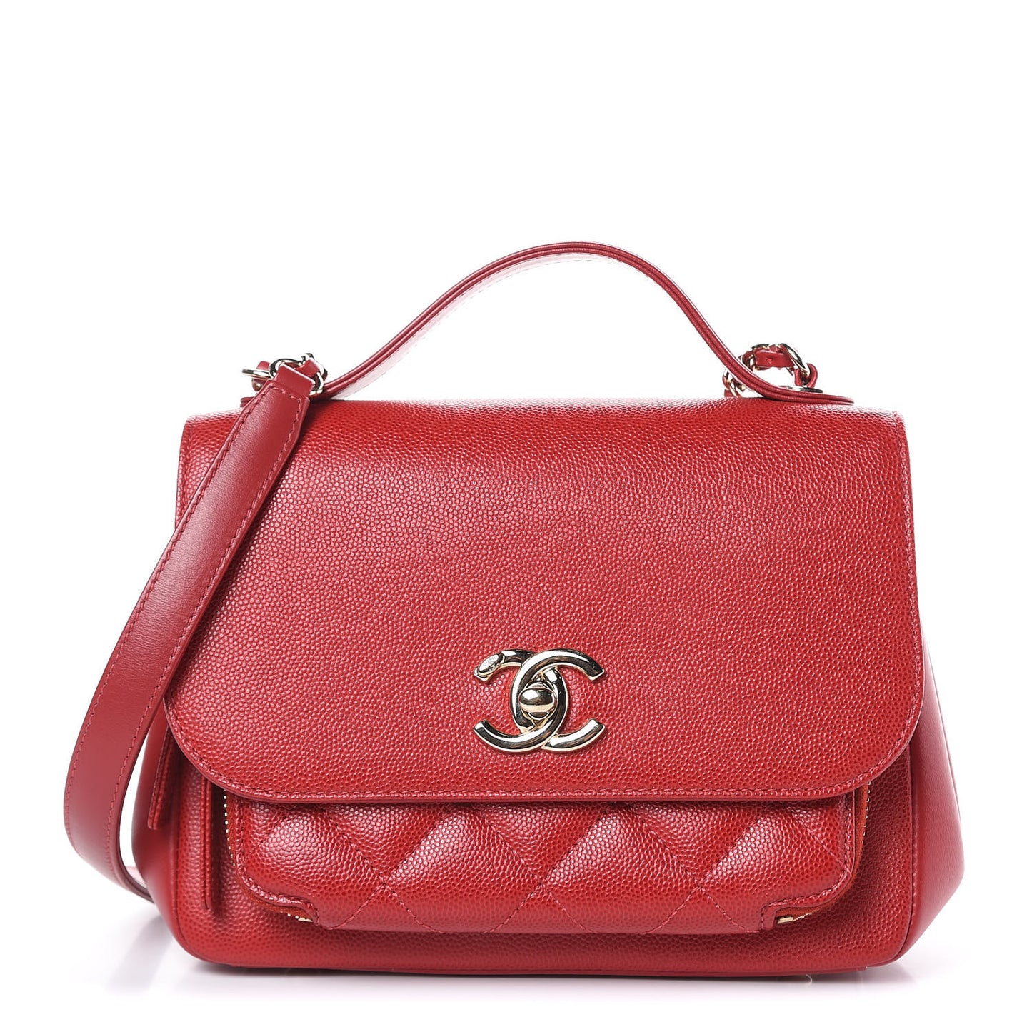 Caviar Quilted Small Business Affinity Flap Dark Red