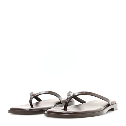 Chanel Goatskin CC Times Square Thong Sandals 37.5 Brown 4 of 8