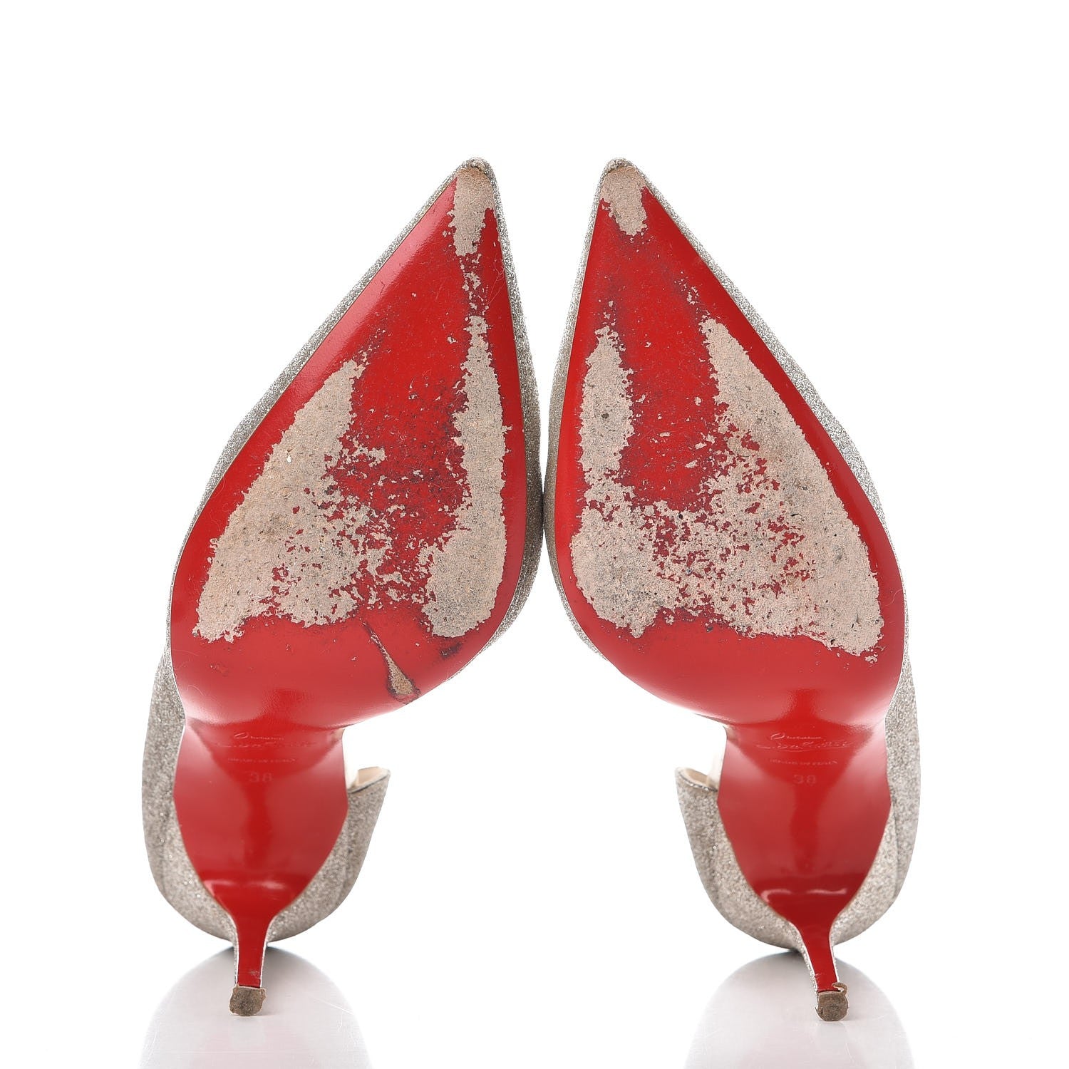 Christian Louboutin Glitter Mini Specchio Iriza 100 Pumps 38 Ivory Havana Beige 5 of 11