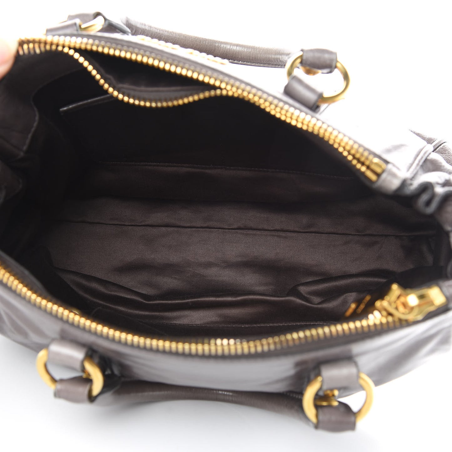 Vitello Shine Double Zip Tote Fumo