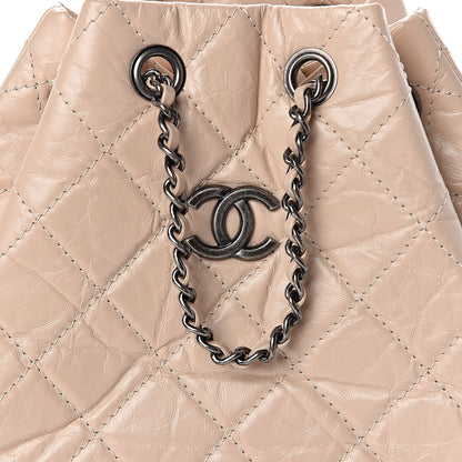 Chanel Aged Calfskin Quilted Small Gabrielle Backpack Beige Black 10 of 11