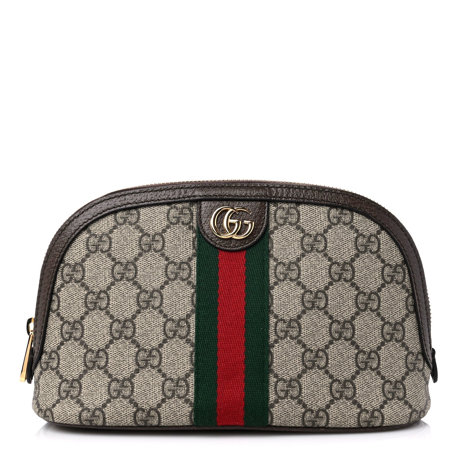Gucci GG Supreme Monogram Textured Calfskin Web Large Ophidia Cosmetic Case Beige Ebony New Acero 1 of 8